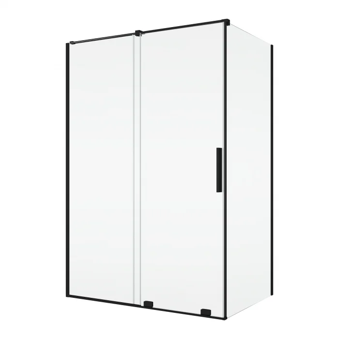 Cabina dus negru mat 120x80 cm cu usa culisanta, grosime sticla 8 mm, Ronal Amalia