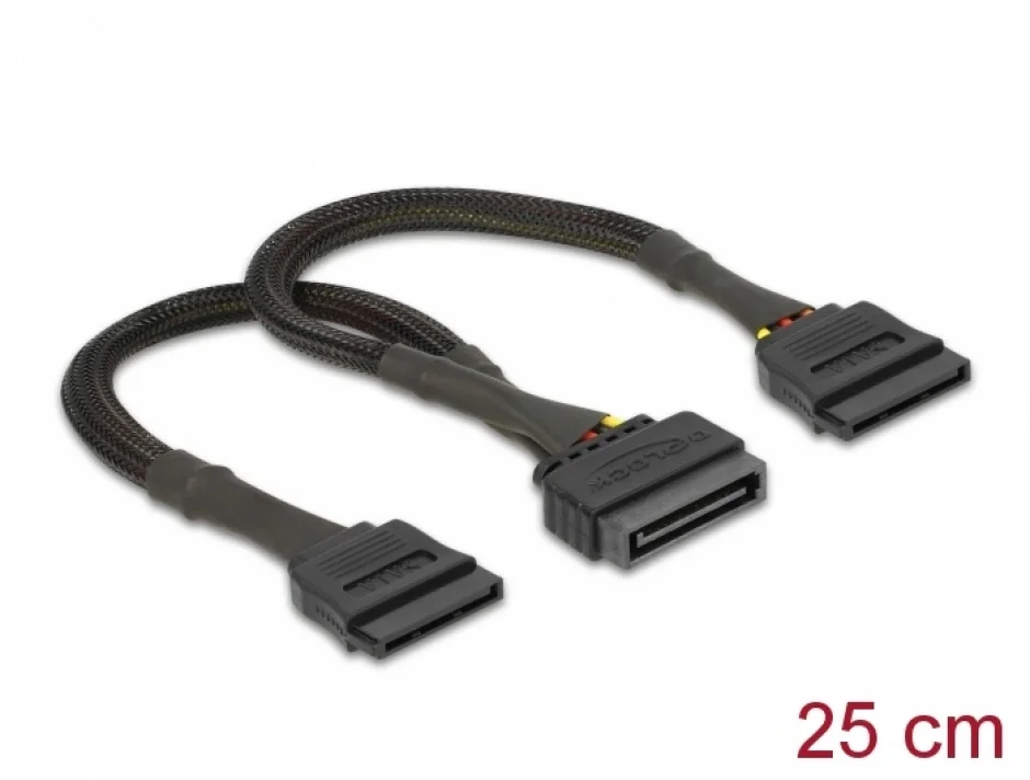 Cablu alimentare SATA la 2 x SATA 25 cm, Delock 60135