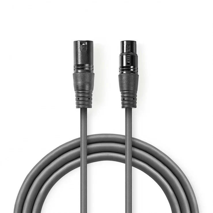 Cablu audio prelungitor XLR 3 pini T-M 0.5m, Nedis COTH15010GY05