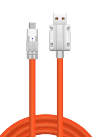 Cablu de date USB cu USB C 120W 6A 1m Portocaliu capete Metalice TYPE C