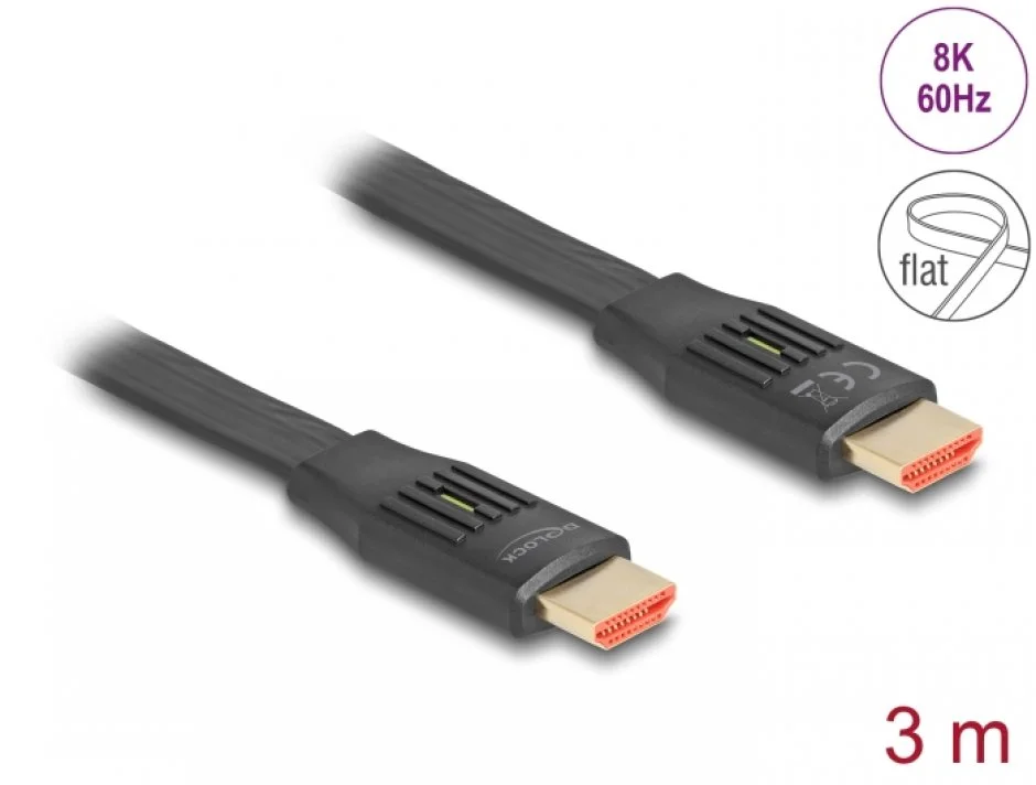 Cablu flat HDMI 8K60Hz/4K240Hz 3m, Delock 81003
