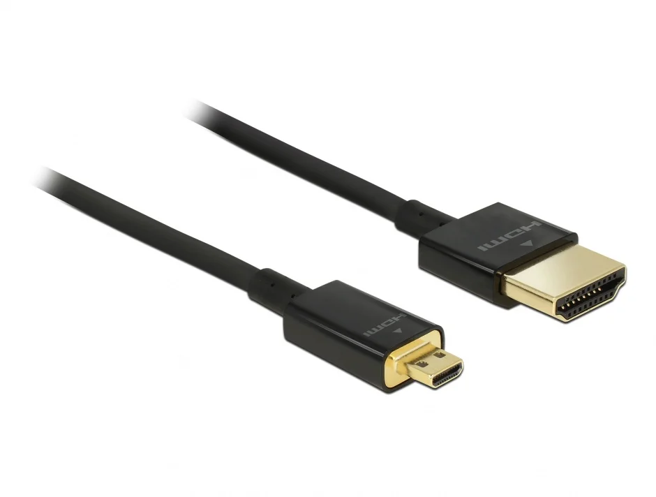 Cablu HDMI la micro HDMI-D T-T 3D 4K60Hz 1m Slim Premium, Delock 84781
