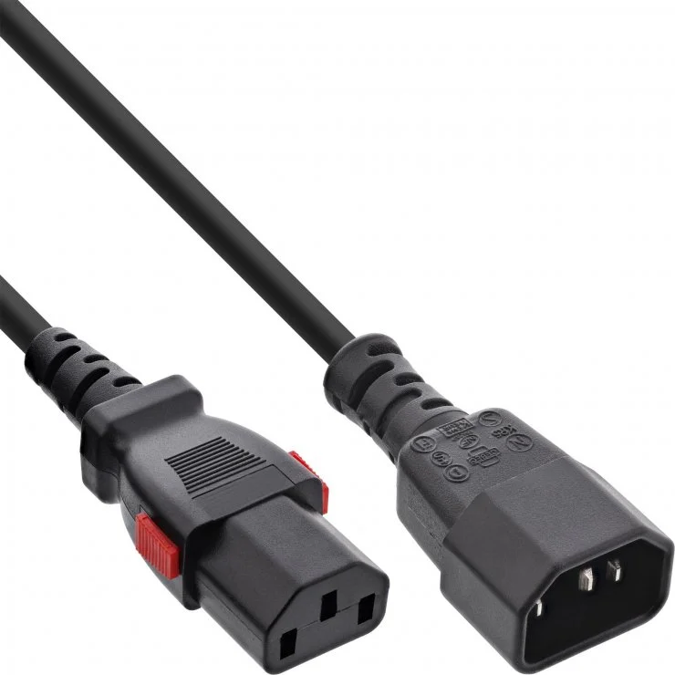 Cablu prelungitor de alimentare C13 lockable la C14 3m, InLine IL16933L