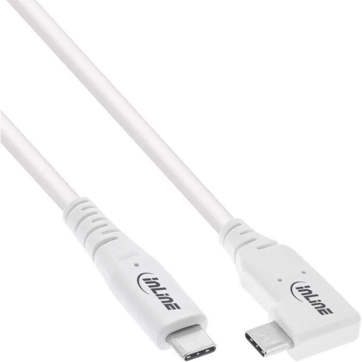 Cablu USB 4 type C drept/unghi 90 grade 240W/8K60Hz T-T 1m Alb, InLine IL35911W