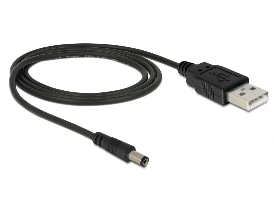 Cablu USB de alimentare la DC 5.5 x 2.1mm 1m, Delock 82197