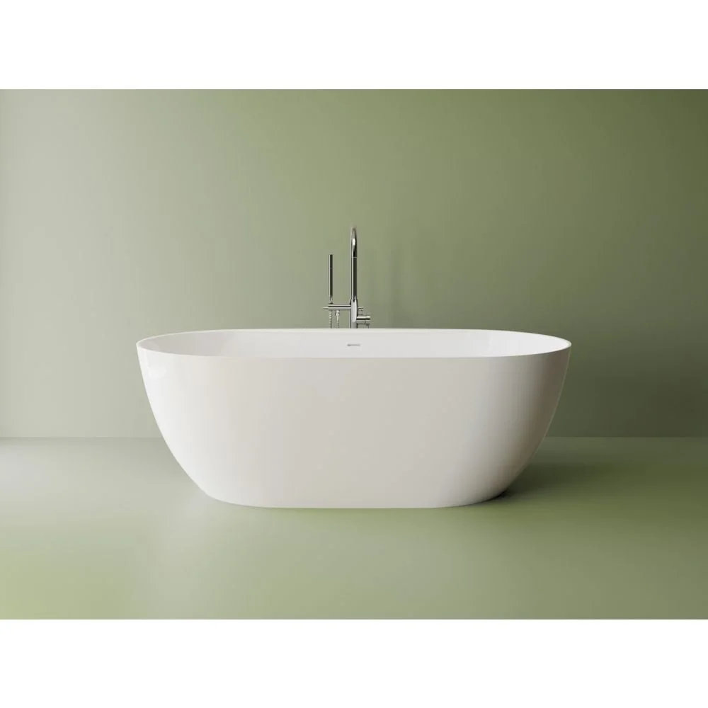 Cada freestanding compozit Marmite Lagos, 180 x 81 cm, ovala, alb lucios