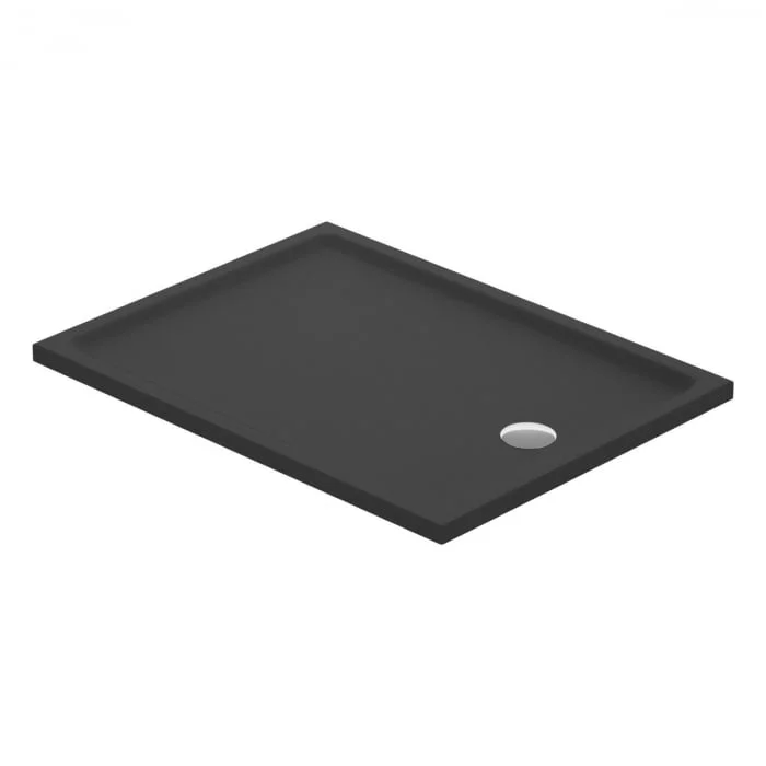 Cadita de dus dreptunghiulara, din granit, slim, negru mat, 120x90x4cm, Cersanit Tako