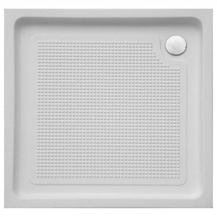 Cadita de dus patrata, acril, alba, 90x90x15 cm, sifon inclus,  Belform, Bella