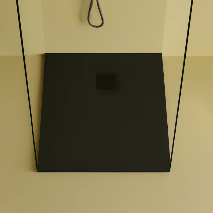 Cadita de dus patrata, din compozit, neagra, 80x80 cm, Foglia Square