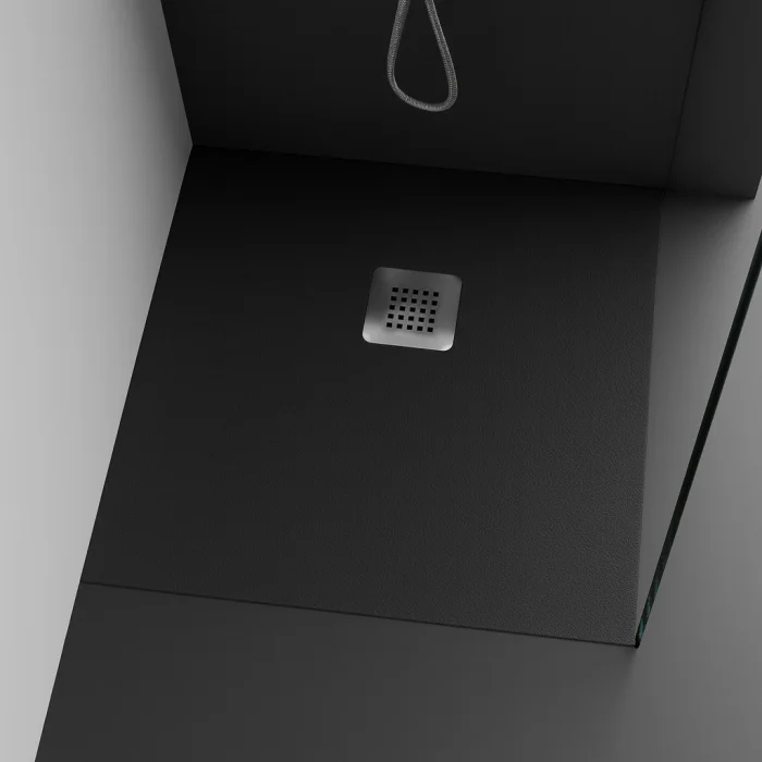 Cadita de dus patrata, din compozit, neagra, textura antislip, 90x90 cm, Foglia Shape