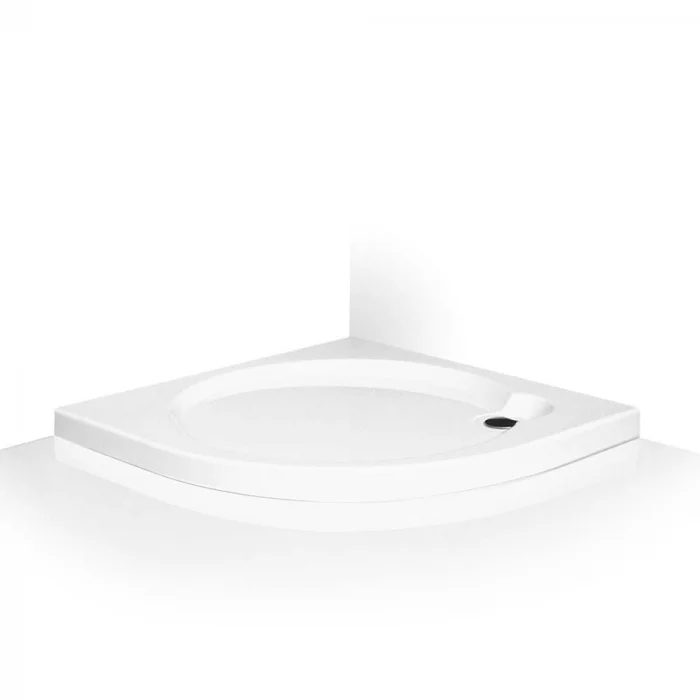 Cadita de dus semirotunda, din acril, alba, 80x80x6 cm, Roth Dream Flat