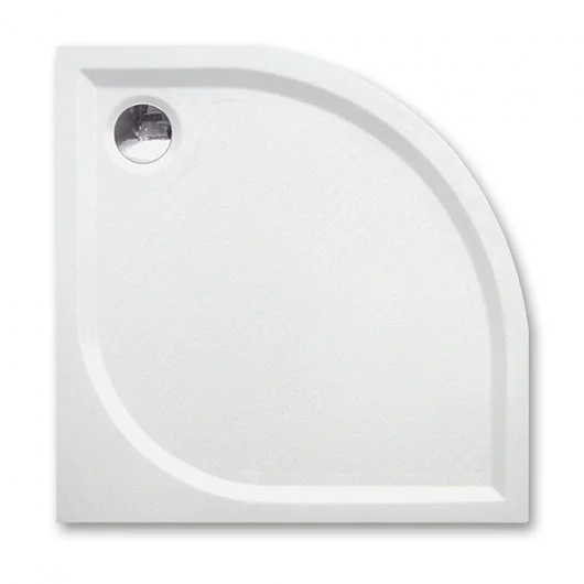 Cadita de dus semirotunda, din marmura, alba, 80x80x3 cm, finisaj anti-alunecare, Roth Dream-M