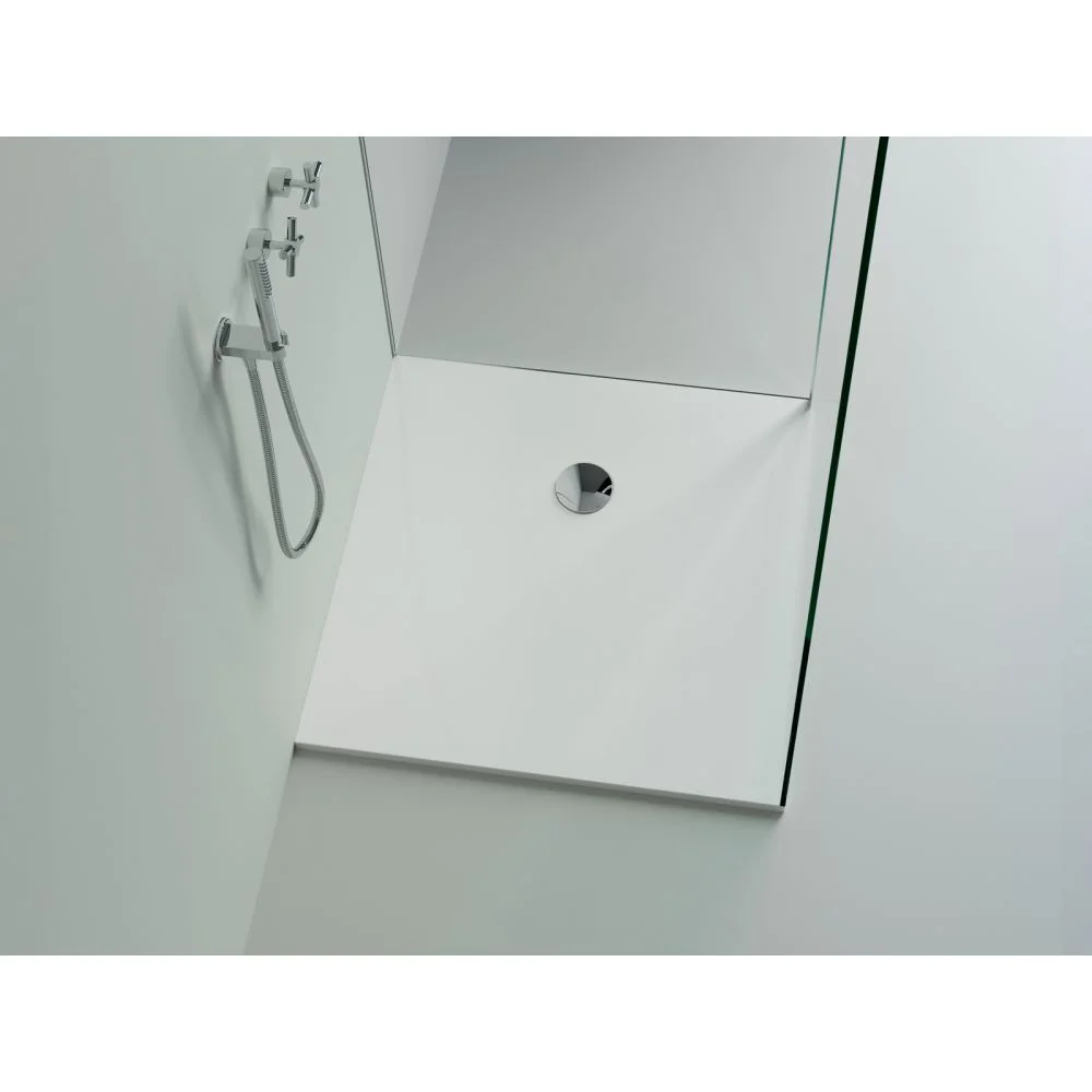 Cadita dus compozit Marmite Burgos 90x90 cm, patrata, alb mat