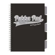 Caiet A4 cu spira si separatoare Pukka Pad Project Book, 200 file, matematica, negru