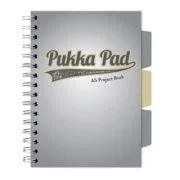 Caiet A5 cu spira si separatoare Pukka Pad Project Book, 200 file, matematica, gri