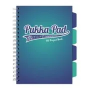 Caiet B5 cu spira si separatoare Pukka Pad Project Book, 200 file, matematica, bleu