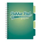 Caiet B5 cu spira si separatoare Pukka Pad Project Book, 200 file, matematica, verde