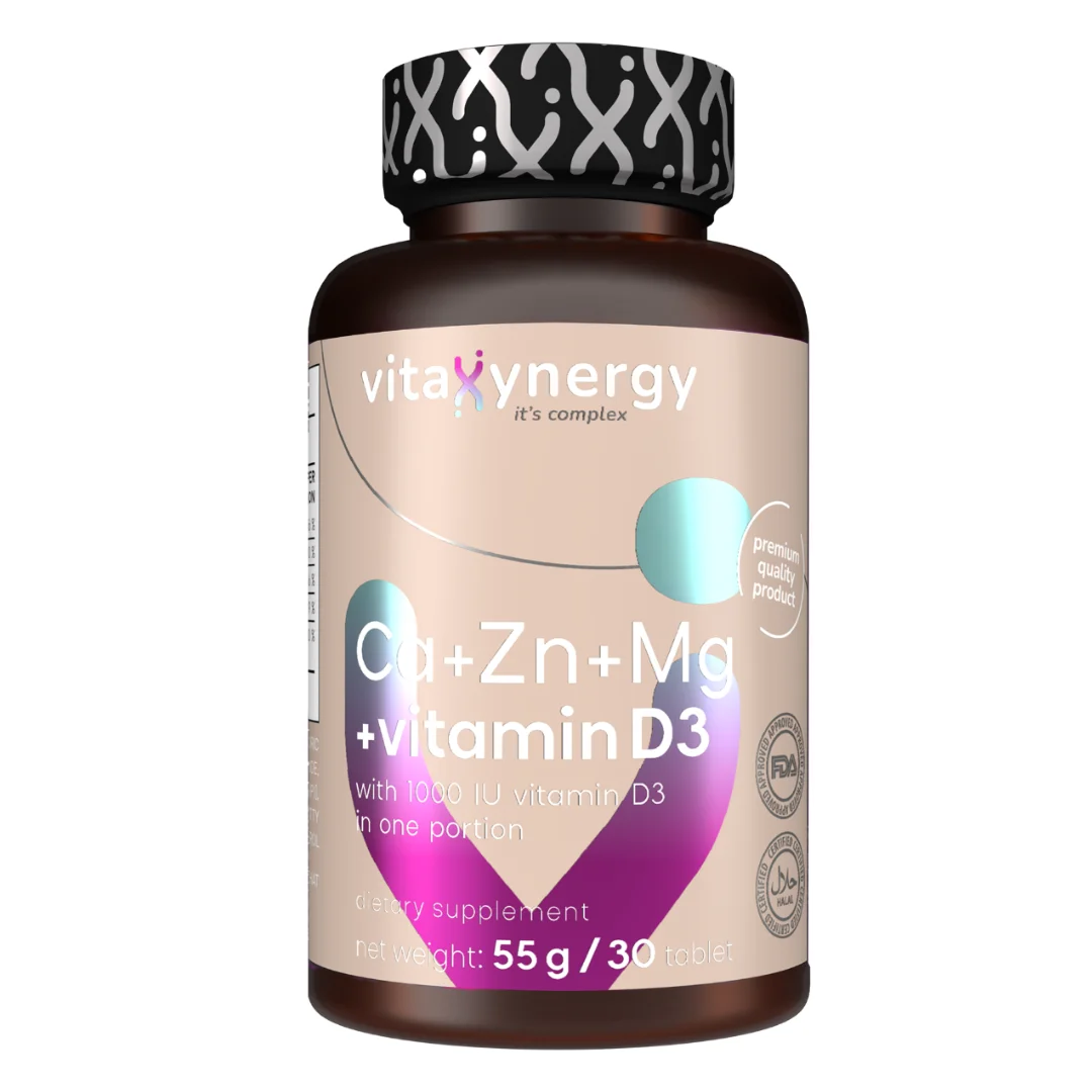 Calciu, Zinc, Magneziu si Vitamina D3, 30 tablete, Vitaxynergy