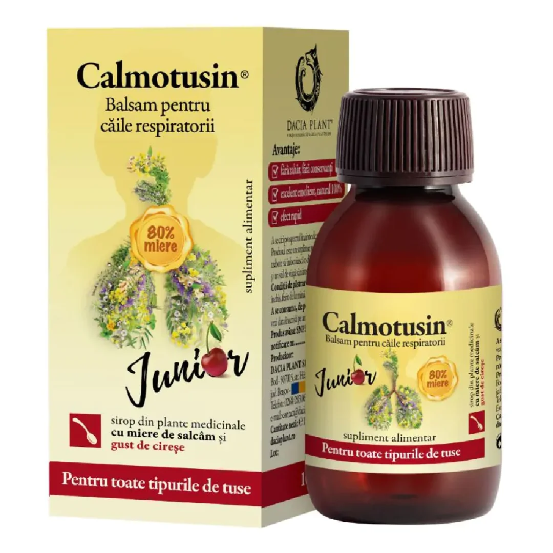 Calmotusin Junior sirop cu gust de cirese, 100 ml, Dacia Plant
