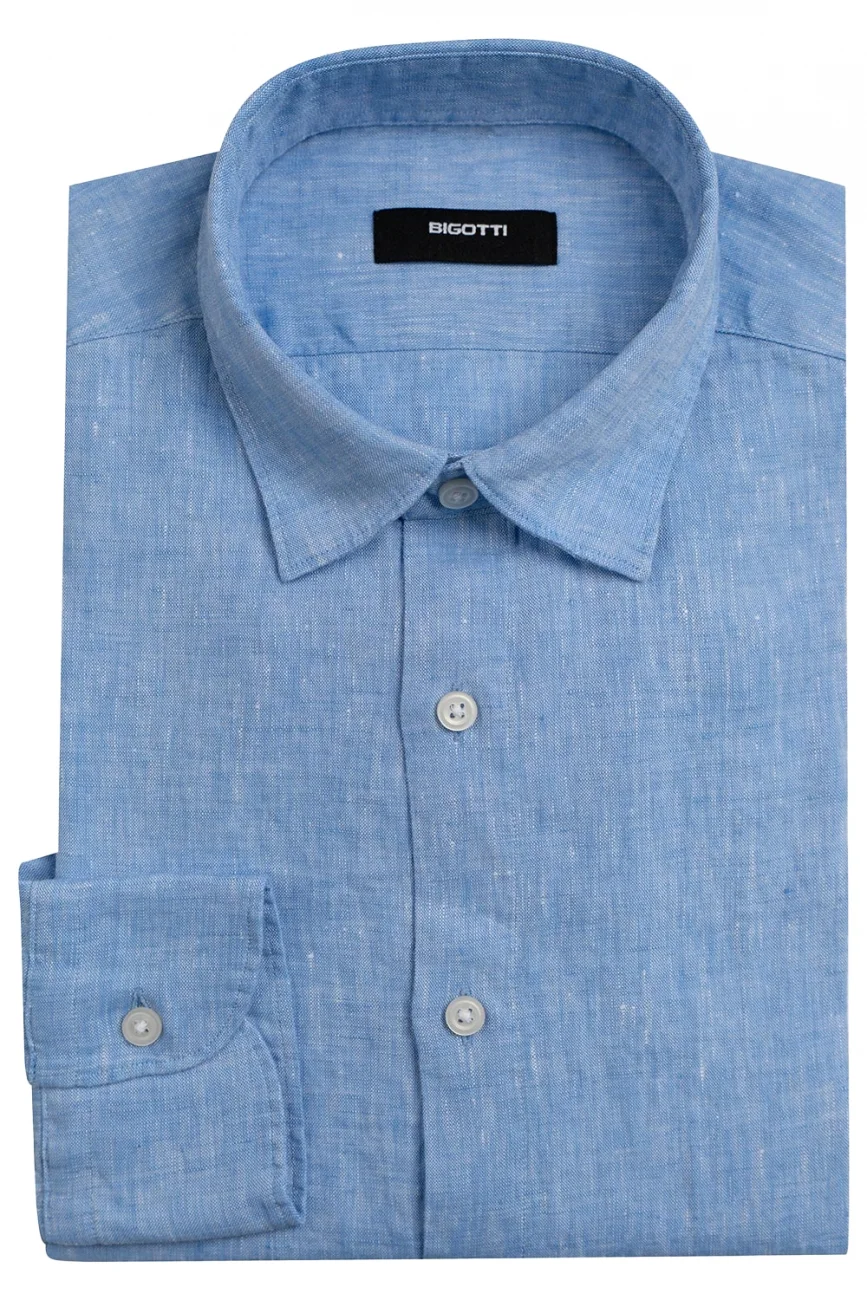 Camasa din in shaped bleu L