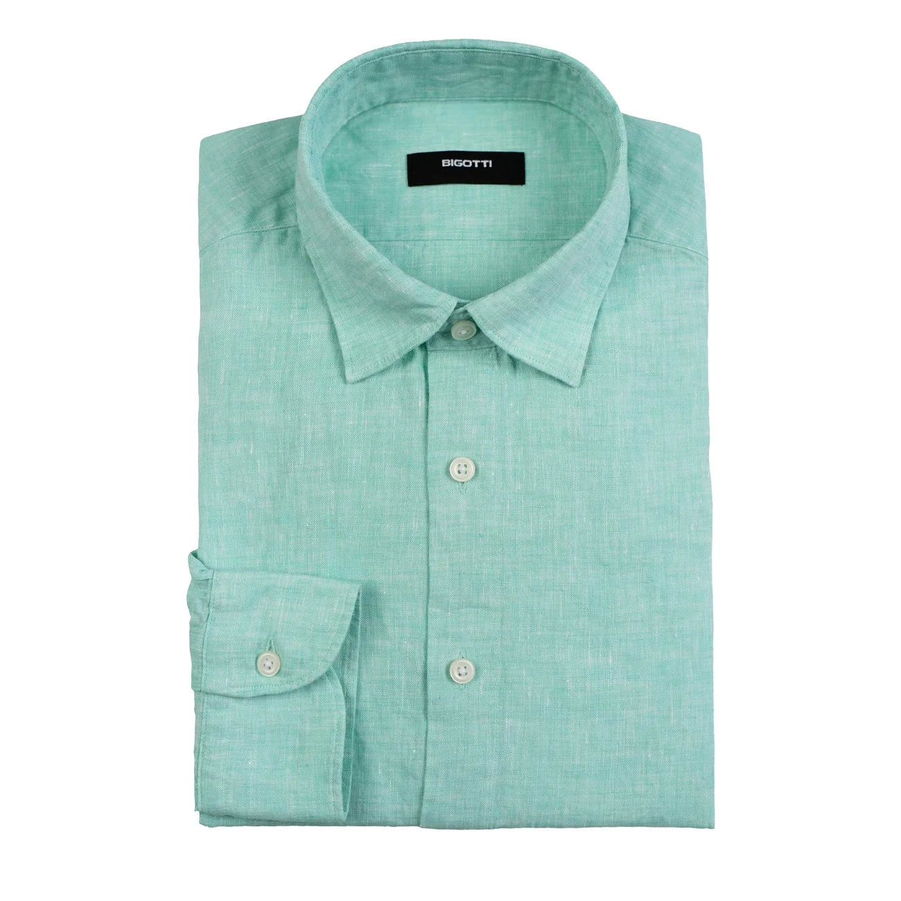 Camasa din in slim verde S