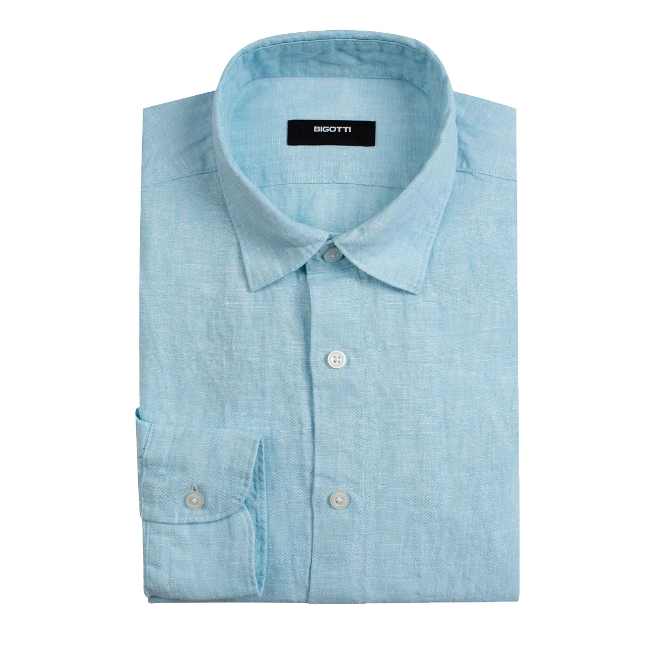 Camasa din in superslim uni albastra M