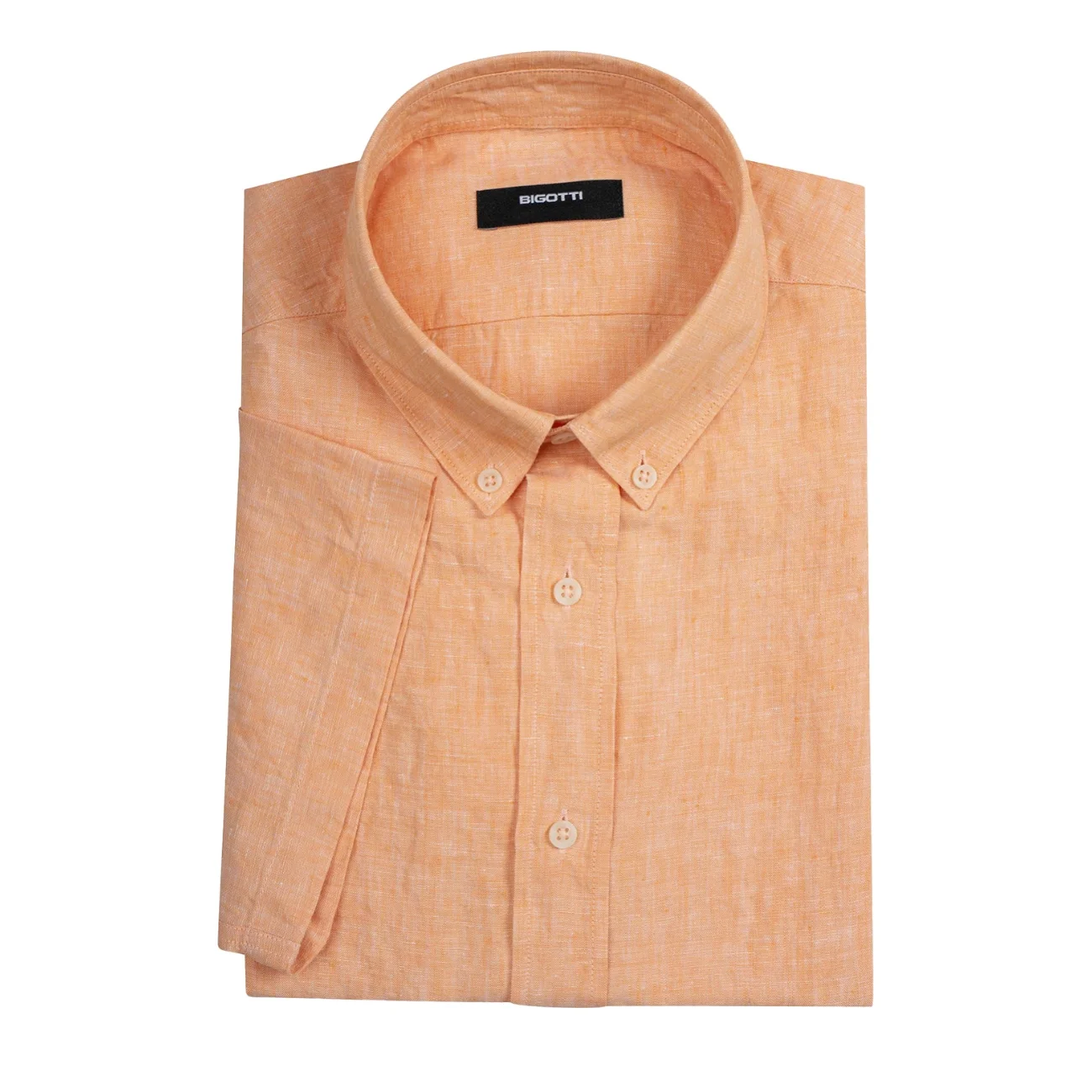 Camasa maneca scurta din in superslim oranj  Xl