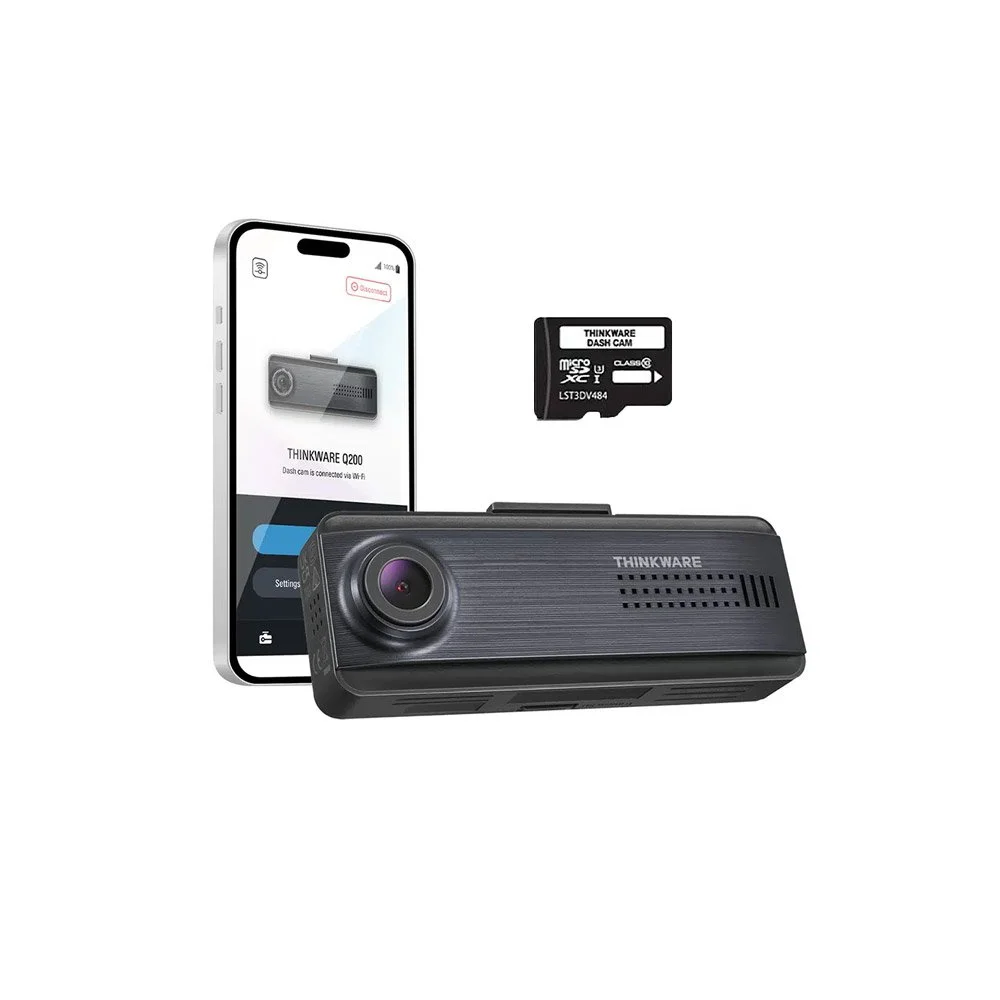Camera auto Thinkware Q200 1CH, 4 MP, WiFi, Bluetooth, mod parcare, hardwire, card 32 GB, alimentator