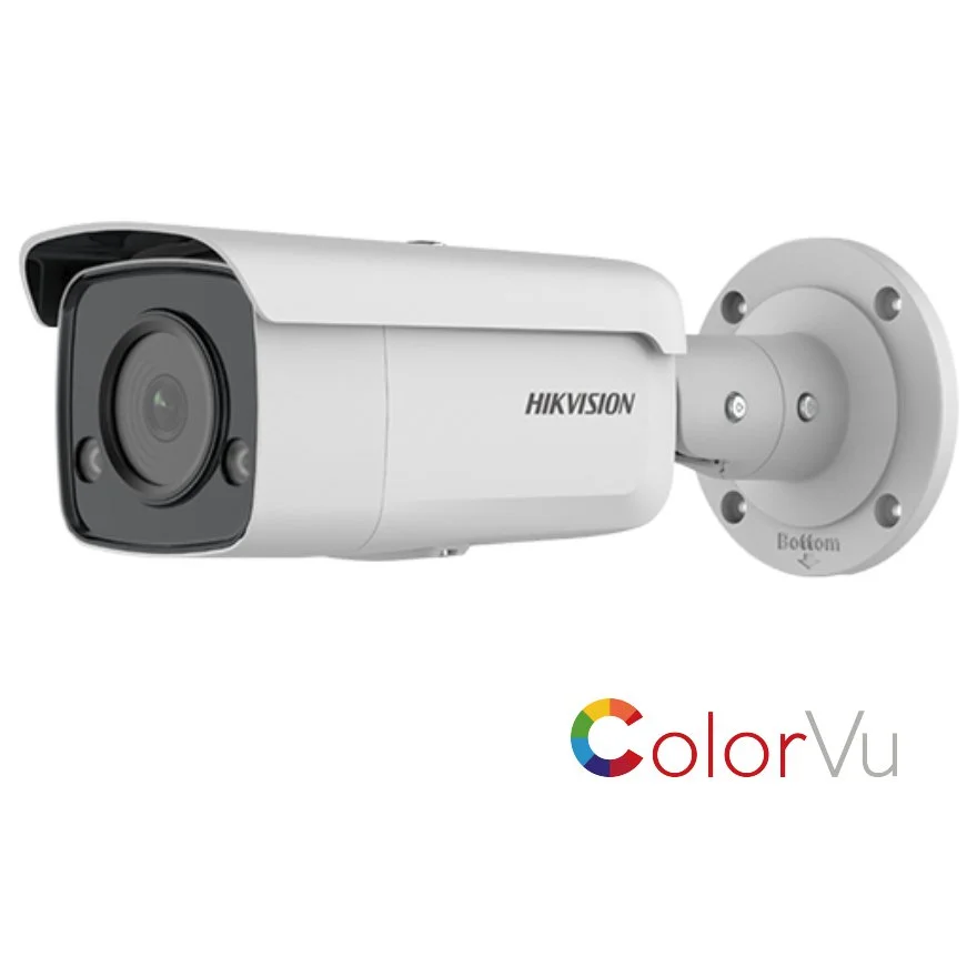 Camera IP ColorVu Hikvision DS-2CD2T47G2-L-4mm, 4MP, lentila 4mm, lumina alba 60m, 130 dB WDR, slot card, PoE, IP67