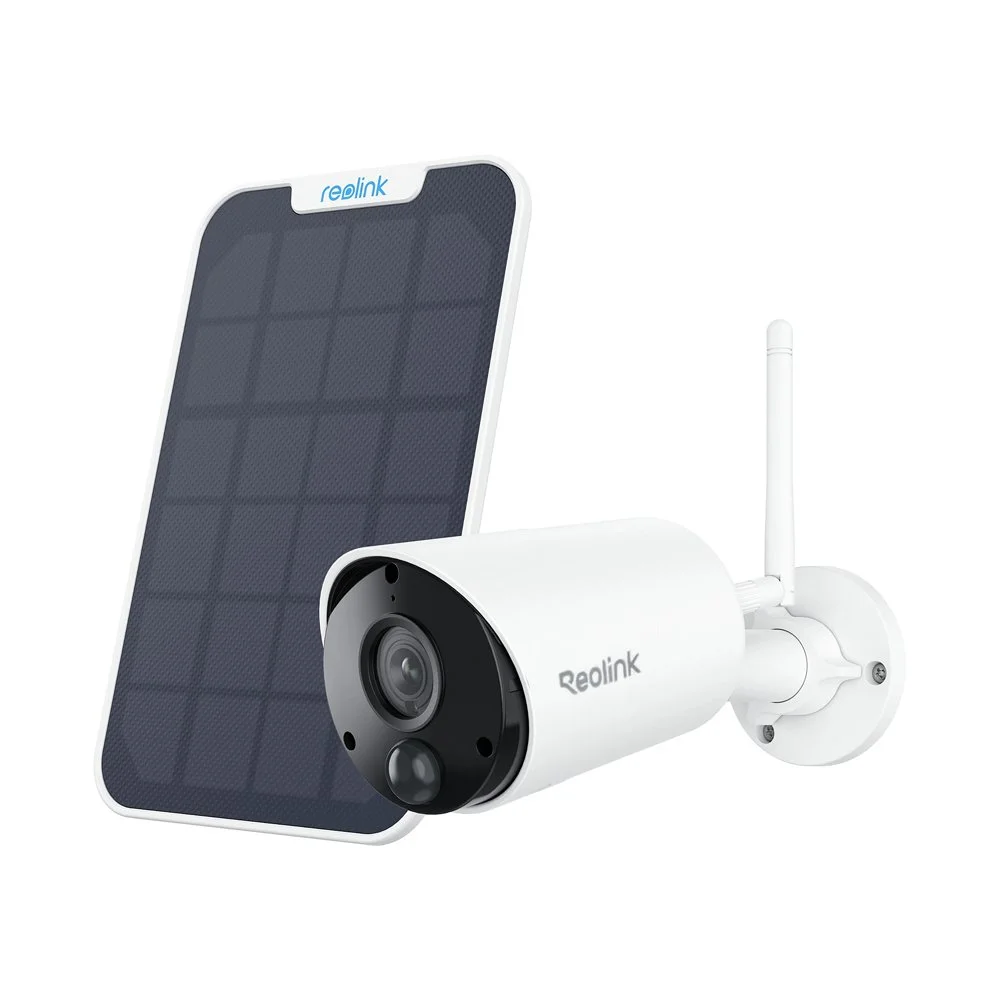 Camera supraveghere exterior wireless WiFi cu panou solar Reolink Argus Eco B320, 3 MP, PIR, IR 10 m, 2.4 GHz, 5200 mAh, microfon si difuzor, sirena, slot card