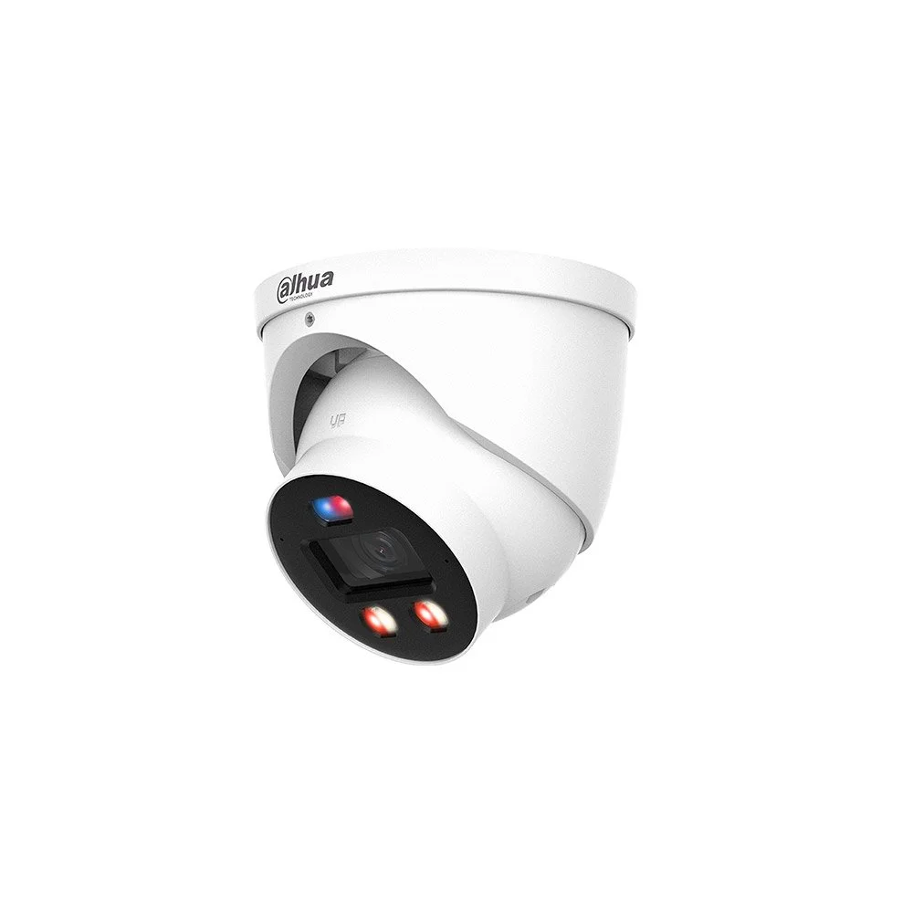 Camera supraveghere IP Dome cu iluminare duala Dahua IPC-HDW3649H-AS-PV-0280B-PRO, 6 MP, 2.8 mm, IR/Lumina calda 30 m, microfon dual si difuzor, slot card,  PoE