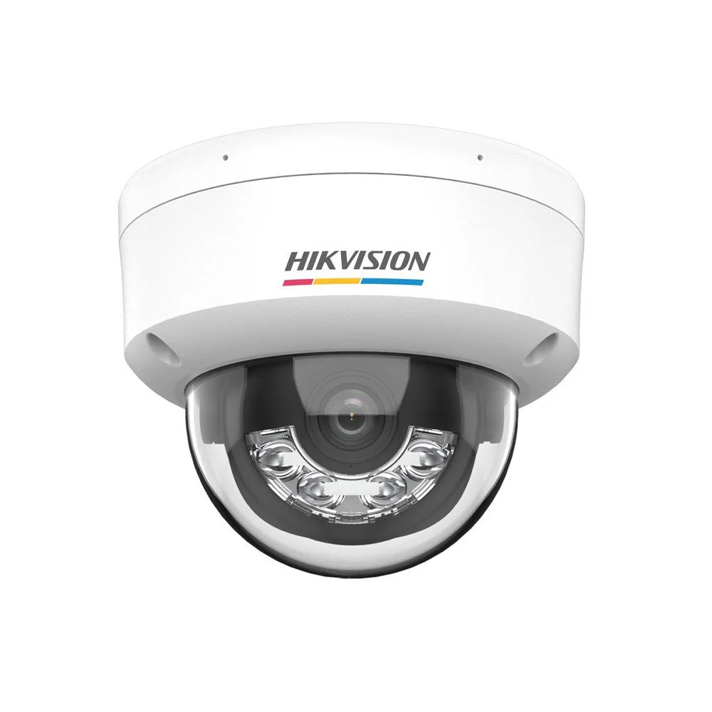 Camera supraveghere IP dome cu iluminare duala Hikvision ColorVu DS-2CD1147G2H-LIU, 4 MP, 4 mm, microfon, IR + lumina alba 30 m, PoE