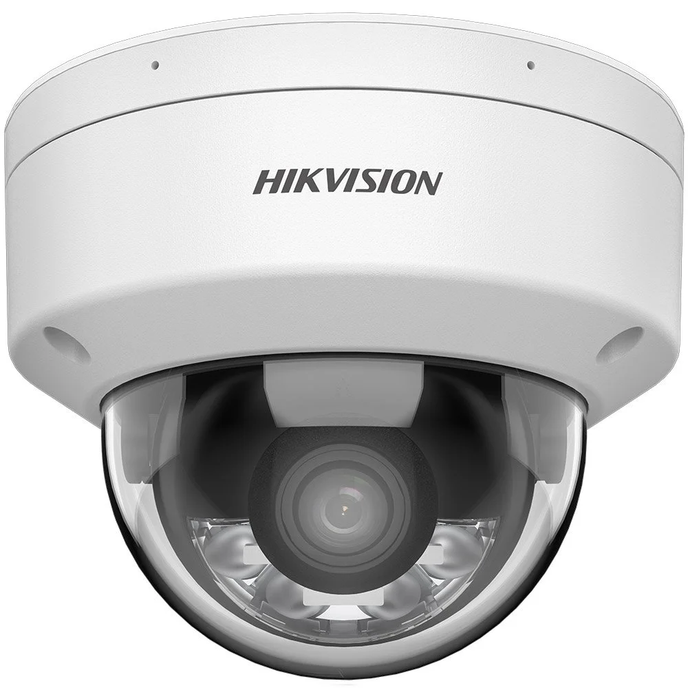 Camera supraveghere IP Dome cu iluminare duala Hikvision ColorVu DS-2CD2147G2H-LISU, 4 mm, 4 MP, IR/lumina alba 30 m, slot card, microfon, clasificare om/vehicul, PoE
