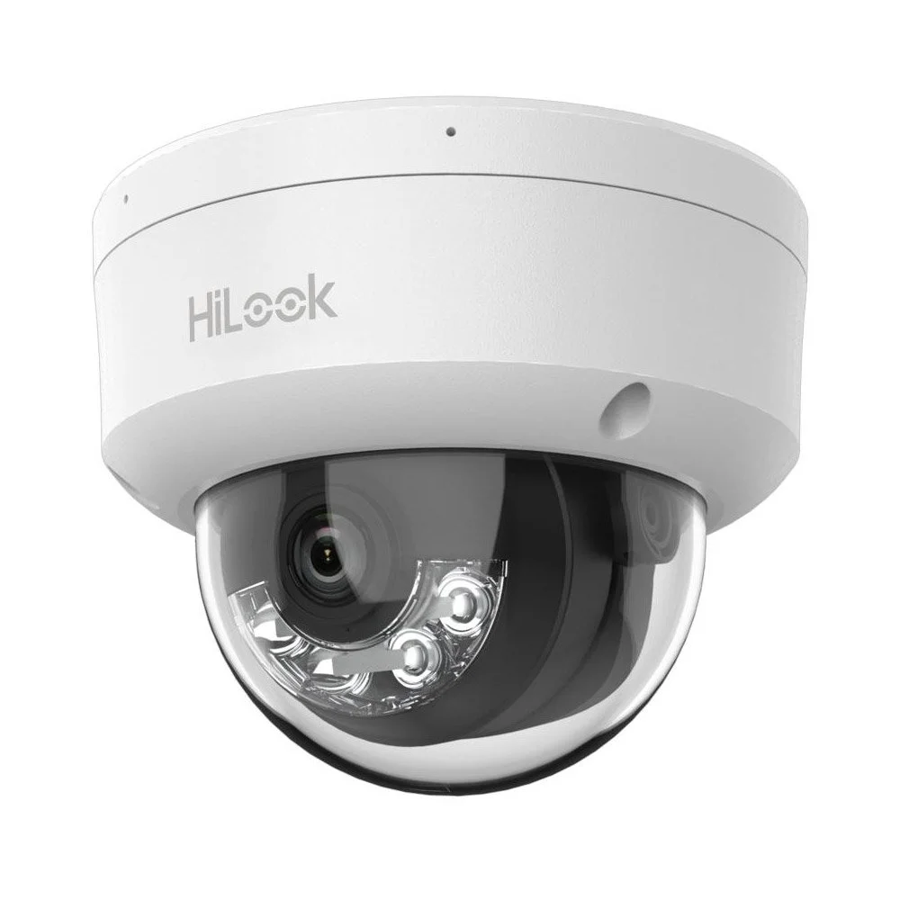 Camera supraveghere IP Dome cu iluminare duala Hikvision Hilook Smart Hybrid Light IPC-D140HA-LU, 4 MP, 2.8 mm, IR/lumina alba 30 m, microfon, PoE