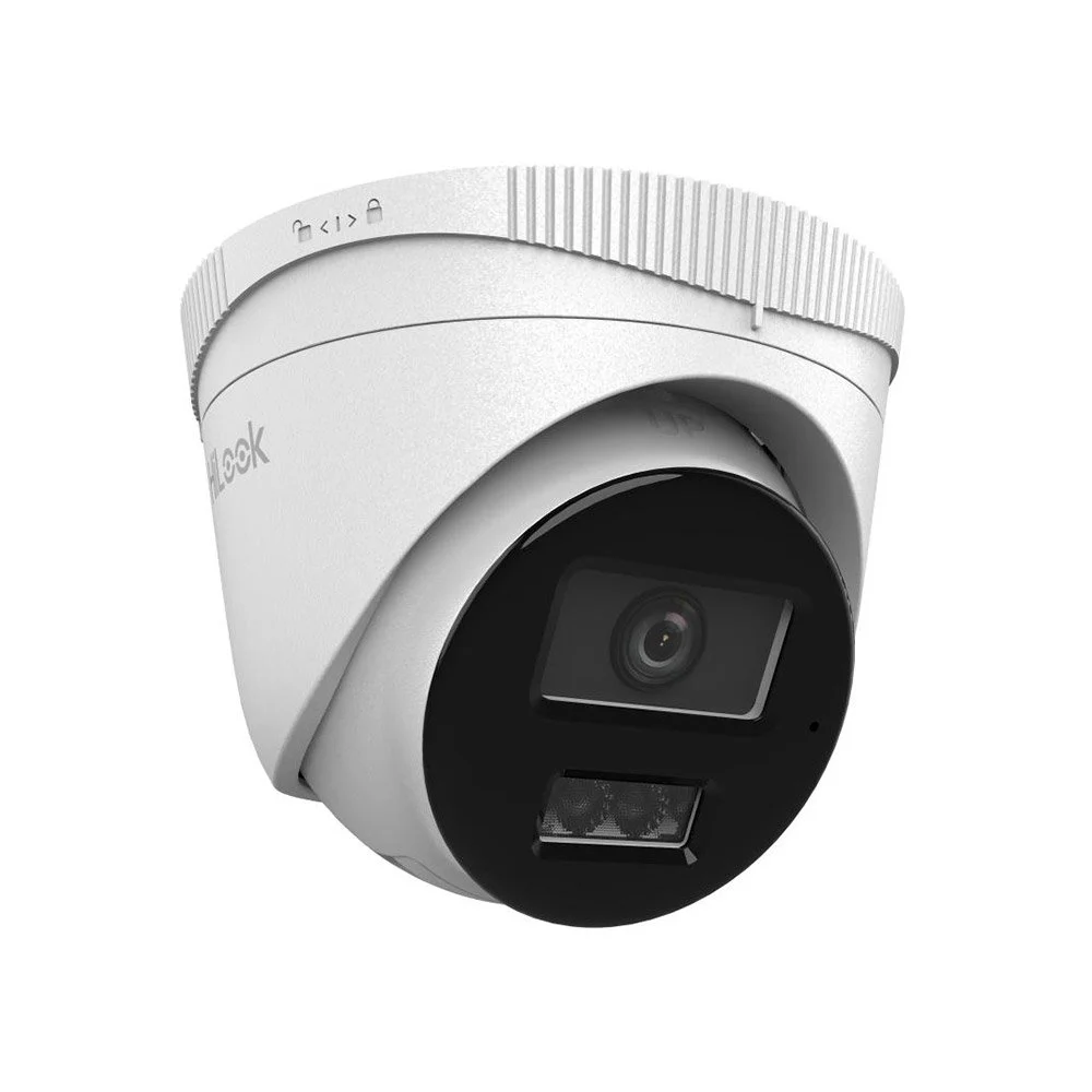 Camera supraveghere IP Dome cu iluminare duala Hikvision HiLook Smart Hybrid Light IPC-T280HA-LU, 8 MP, 2.8 mm, IR / lumina alba 30 m, detectie oameni / vehicule, microfon, PoE