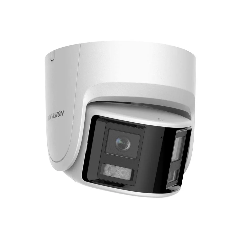 Camera supraveghere IP Dome panoramic HikVision ColorVu DS-2CD2367G2P-LSU/SL, 6 MP, 2 x 2.8 mm, lumina alba 30 m, microfon si difuzor, slot card, PoE