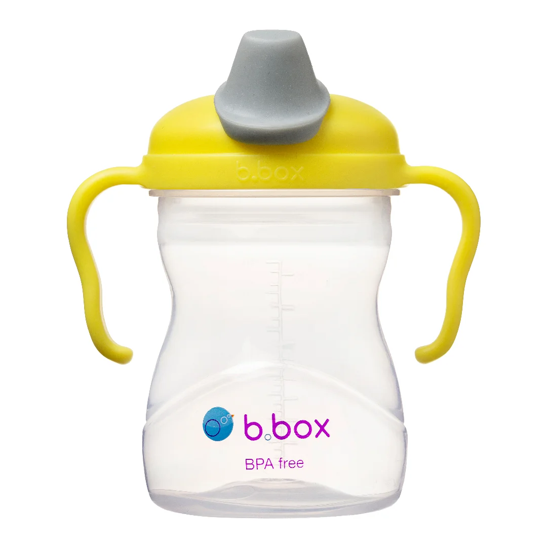 Cana de tranzitie cu cioc, +4l, Galben/Gri, 240 ml, B.box