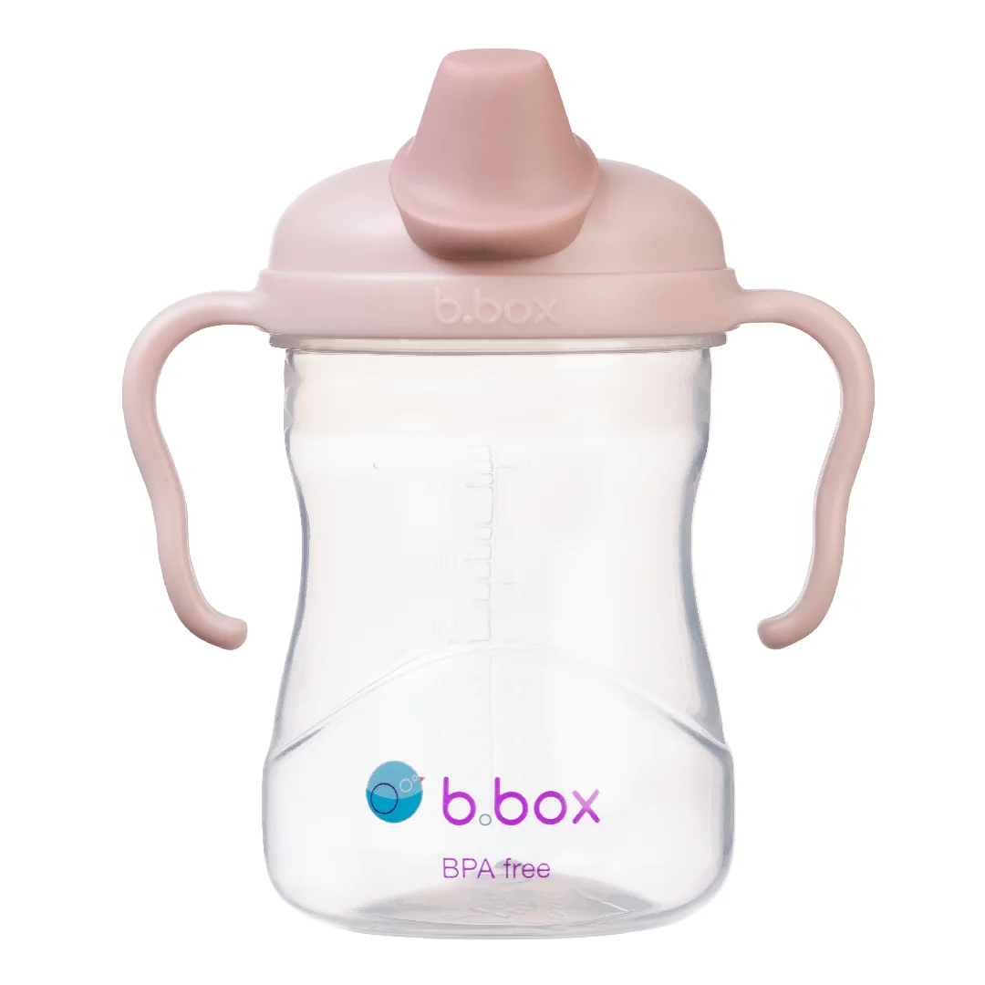 Cana de tranzitie cu cioc, +4l, Roz pudra, 240 ml, B.box