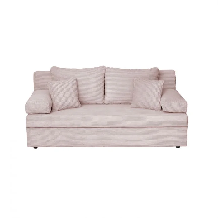 Canapea ANA LUX extensibila, 3 locuri, cu lada depozitare, roz pudra, 185x82x80 cm