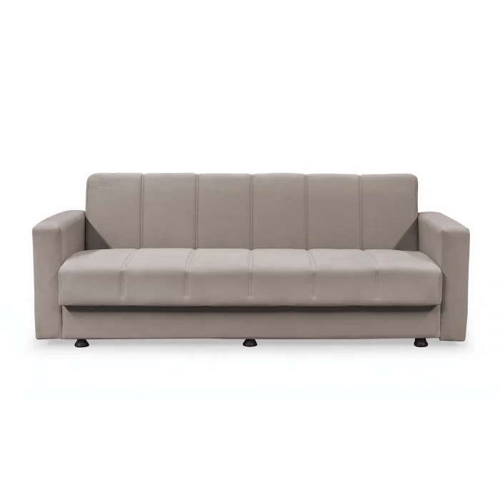 Canapea extensibila MARBELLA ONE, 3 locuri, cu arcuri si lada depozitare, bej, 214x73x80 cm