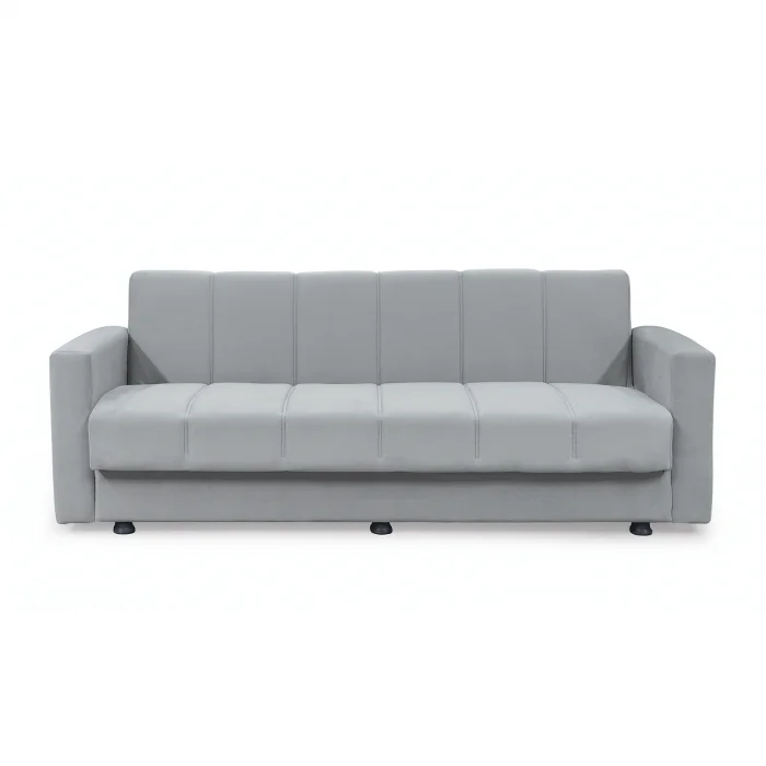 Canapea extensibila MARBELLA ONE, 3 locuri, cu arcuri si lada depozitare, gri, 214x73x80 cm