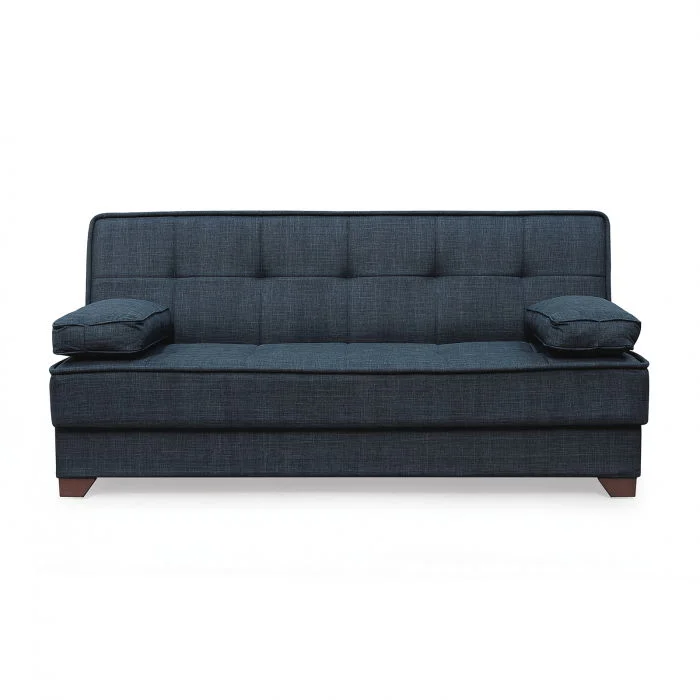 Canapea LEON II extensibila, 3 locuri, cu arcuri si lada depozitare, albastru, 190x82x88 cm