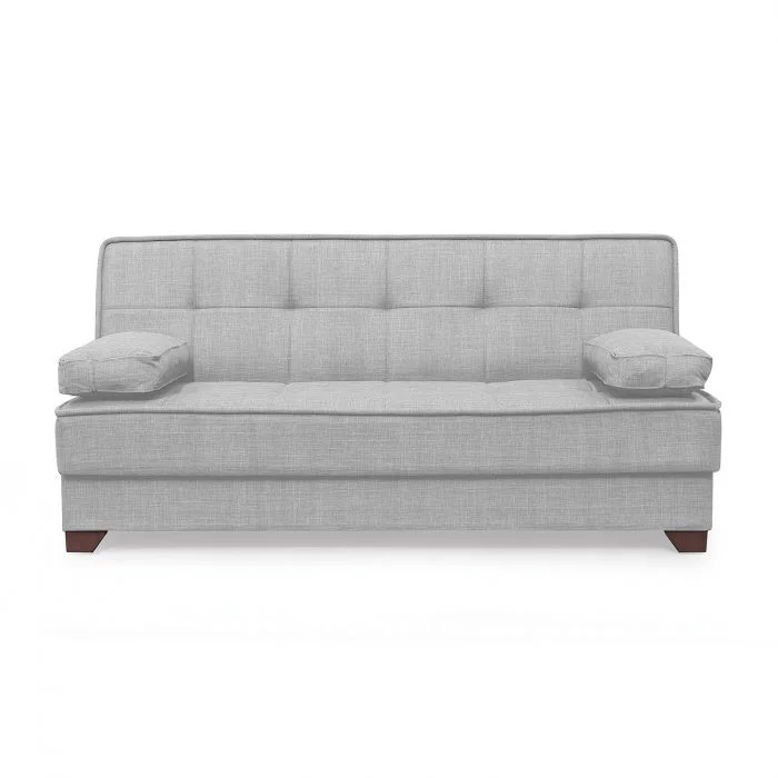 Canapea LEON II extensibila, 3 locuri, cu arcuri si lada depozitare, gri deschis, 190x82x88 cm