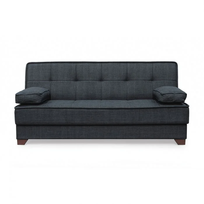 Canapea LEON II extensibila, 3 locuri, cu arcuri si lada depozitare, gri inchis, 190x82x88 cm