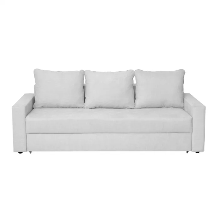 Canapea NICO II 3L extensibila, 3 locuri, cu arcuri si lada depozitare, gri deschis, 220x85x75 cm