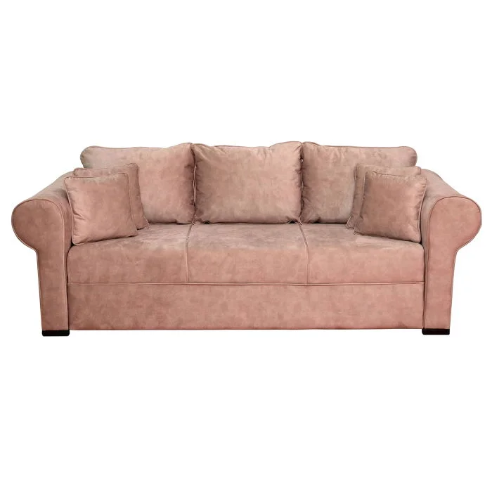 Canapea SEUL extensibila, 3 locuri, cu arcuri si lada depozitare, roz pal, 250x105x100 cm