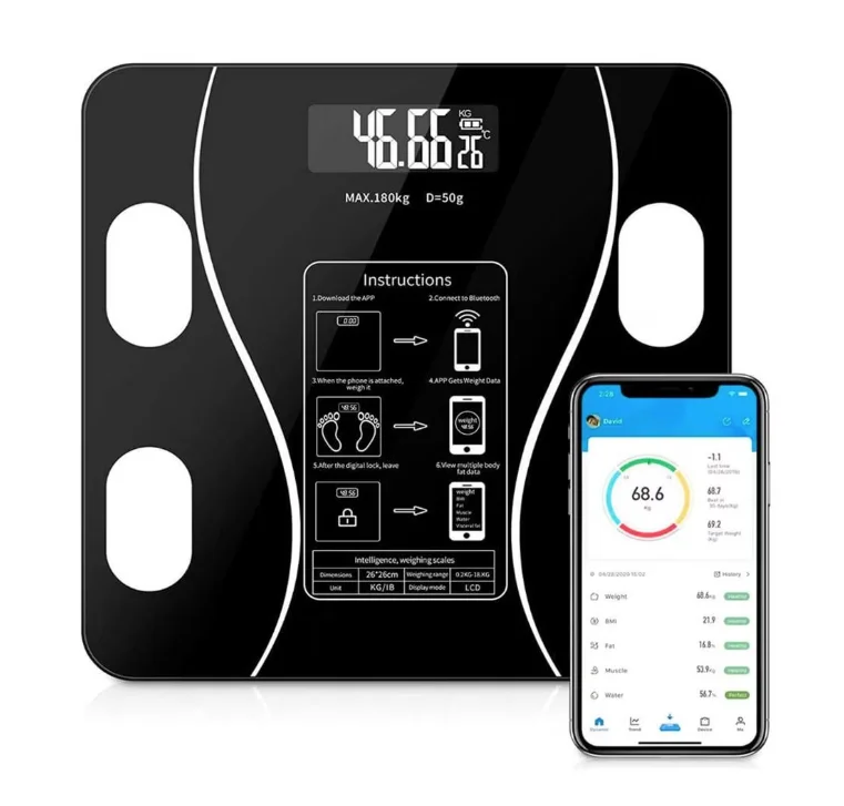 Cantar Electronic Ecran Digital Iluminat Compatibil Android/Ios cu Termometru AC-180 MD