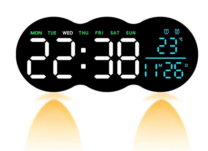 Ceas de masa sau perete digital LED 2808 cu lumina ambientala calda si functie de numaratoare inversa