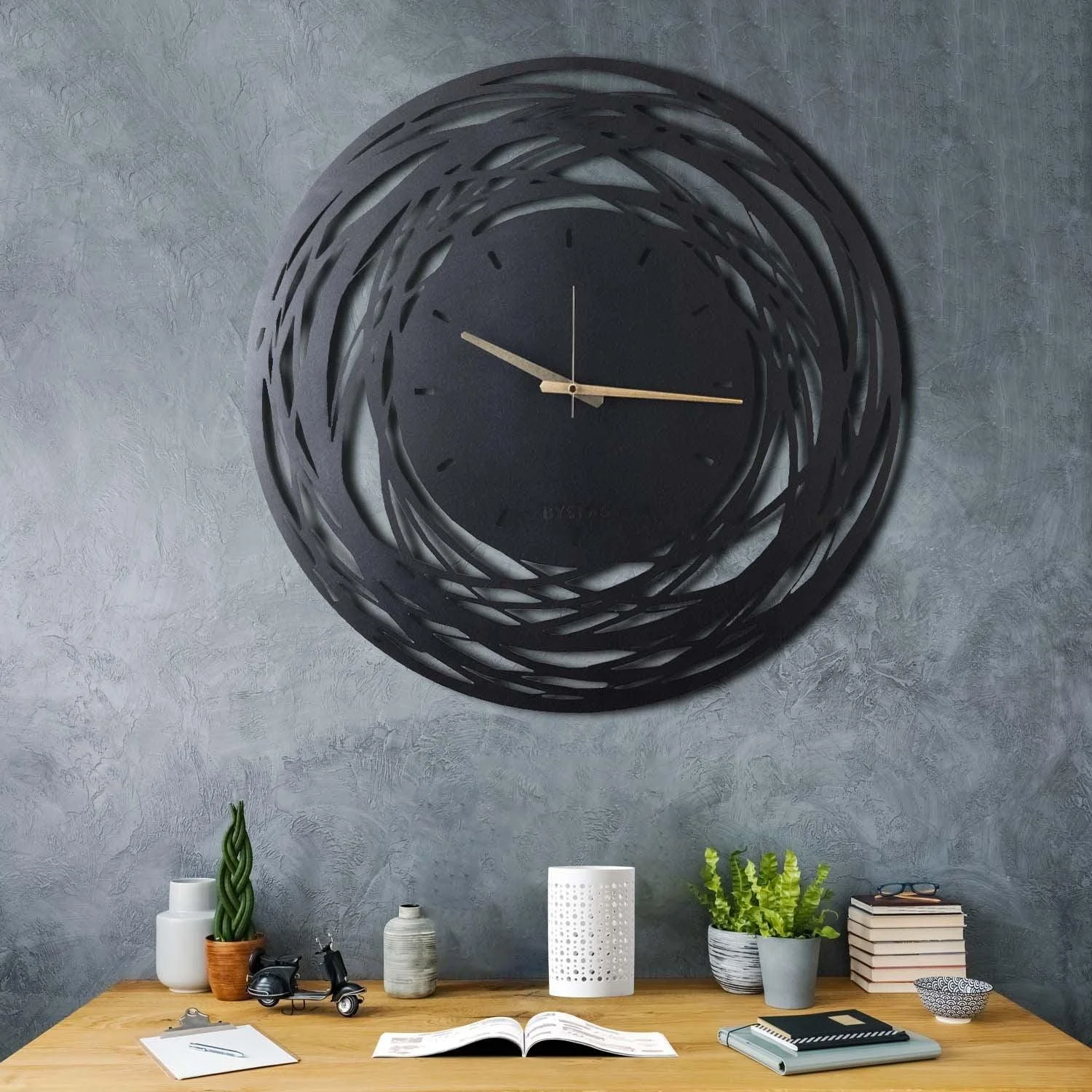 Ceas de perete Timeless Zone, Negru, 70 x 70 cm