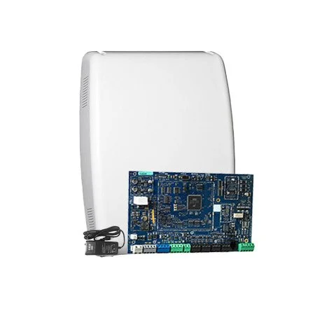 Centrala alarma antiefractie hibrid DSC PRO-HS3032P, 4 partitii, 8-32 zone, 72 utilizatori, PowerG, cutie plastic, alimentator